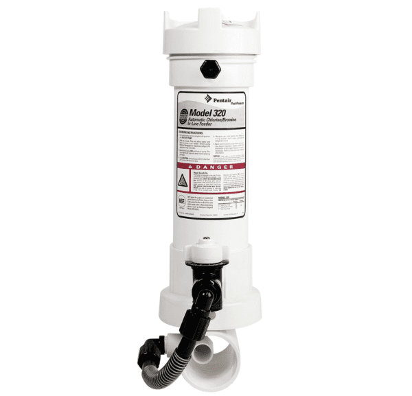 A Pentair Rainbow 320 Inline Chlorine/Bromine Feeder R171096 water filter on a white background.